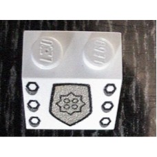Part 3039pb043 White Slope 45 2 x 2 with World City Gold Police Badge and Six Knobs Pattern 